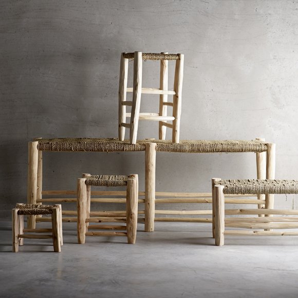 Banc en bois eucalyptus et corde