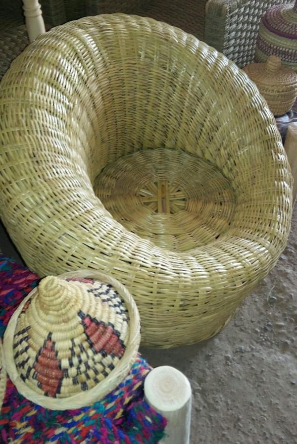 fauteuil bambou marocain boule osier tissé